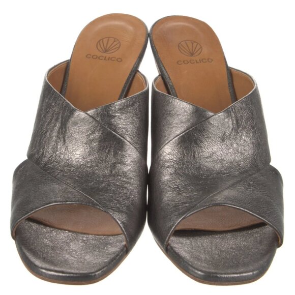 Coclico Leather Slides in Metallic Pewter size 7.5 - Picture 1 of 5